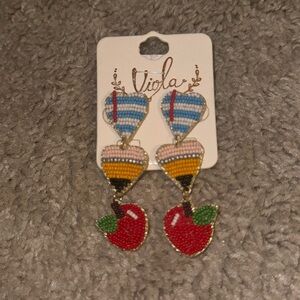 Teacher Beaded Earrings NWT